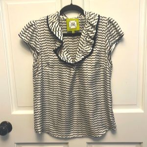 Elizabeth McKay silk blouse navy stripe size 6